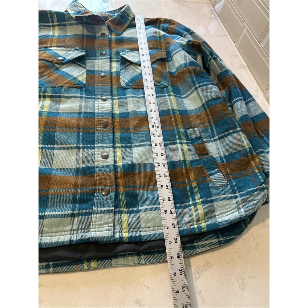 Duluth‎ Trading Free Swingin' Flannel Shirt Sz XL Blue Yellow Quilted Lining - Picture 12 of 14